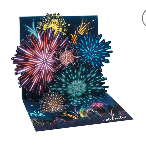 Glowing Fireworks Pop-Up Card