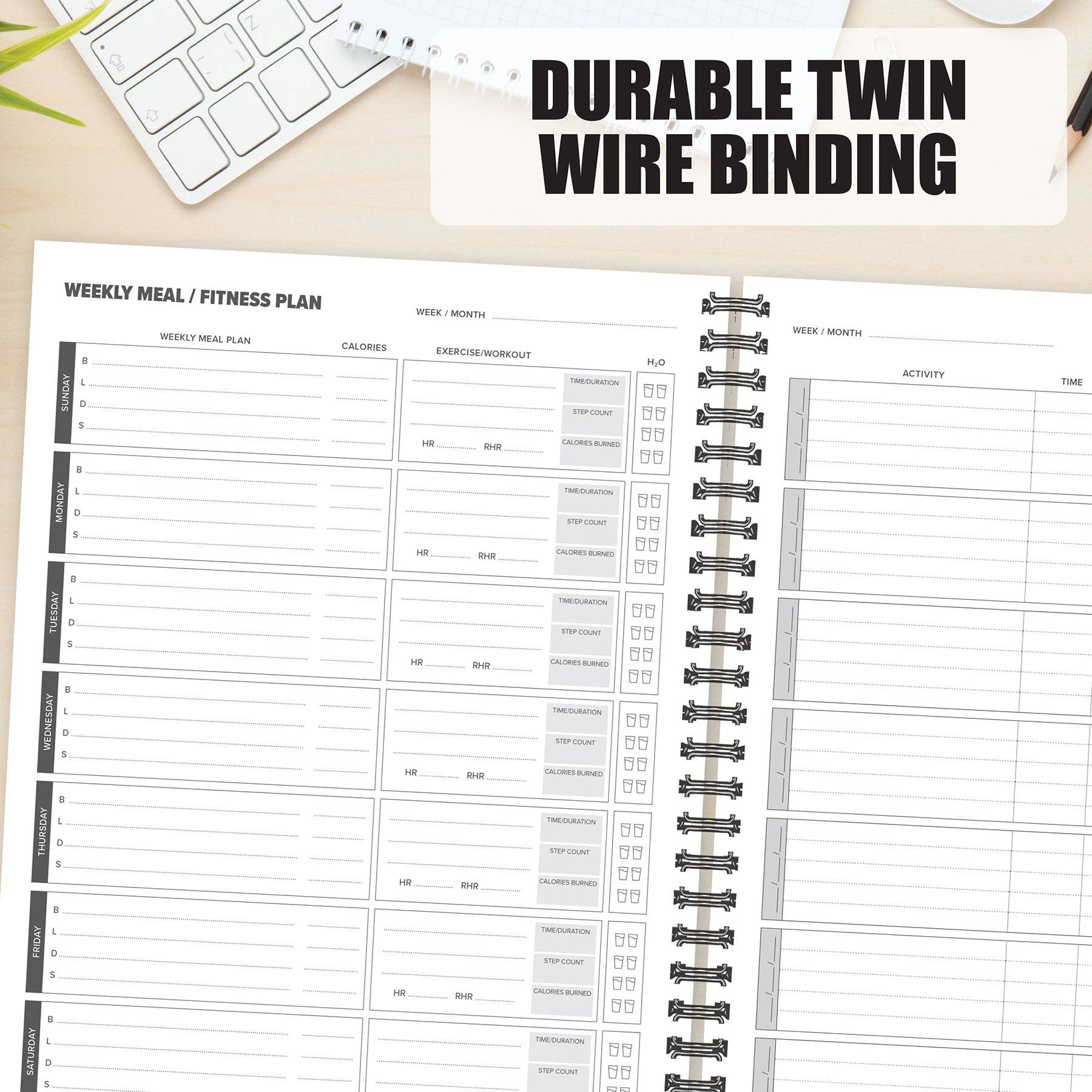 Undated Monthly Fitness Planner 8.5" x 11"