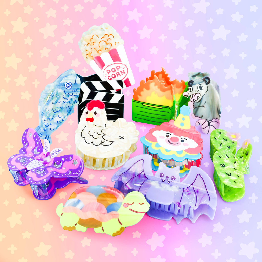 Dumpster Fire, Hair Claw, Accessories, Funny, Hair Clip: Acetate