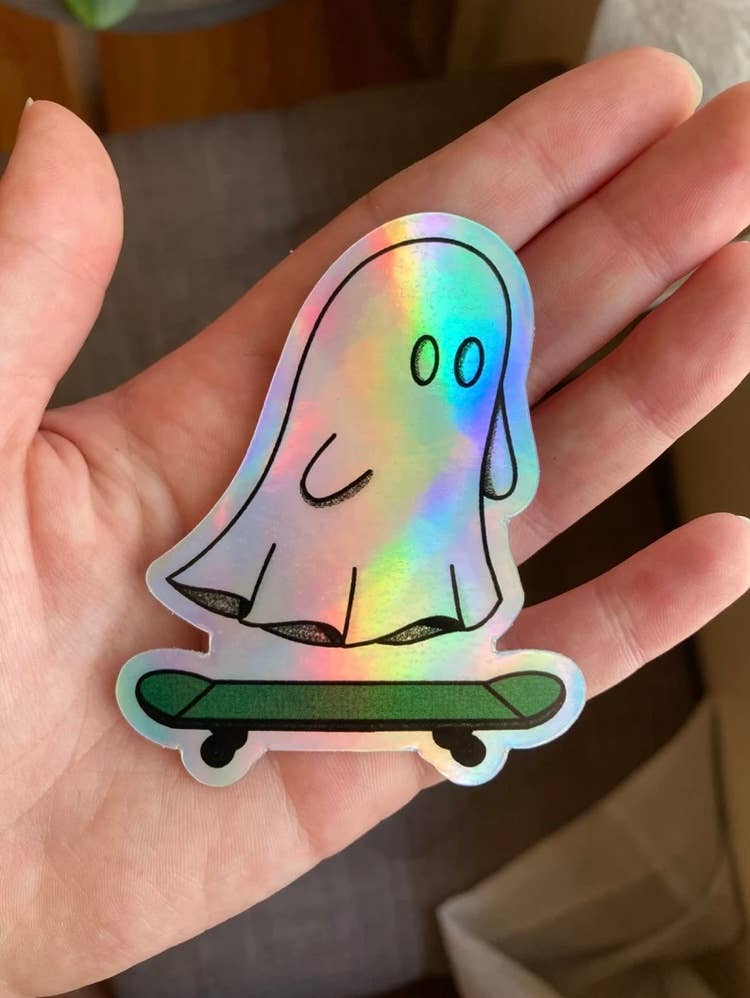 Skateboarding Holographic Ghost Sticker