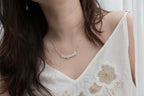 Rainbow Moonstone Smile Necklace- 14k Gold Dipped