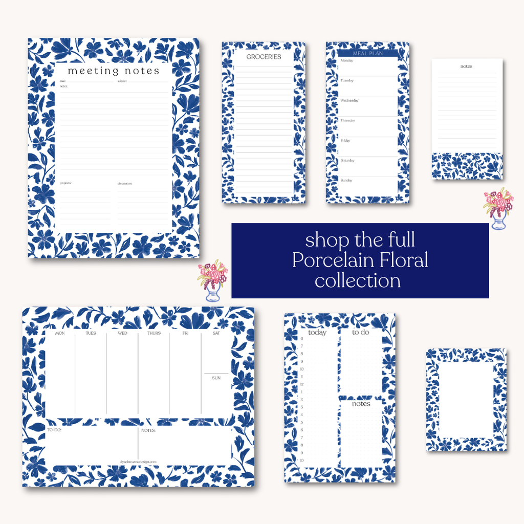 Porcelain Floral Lined Notepad