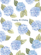 Blue Hydrangea Happy Birthday Card