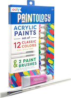 Paintology Acrylic Paints + 2 Brushes - Classic Colors