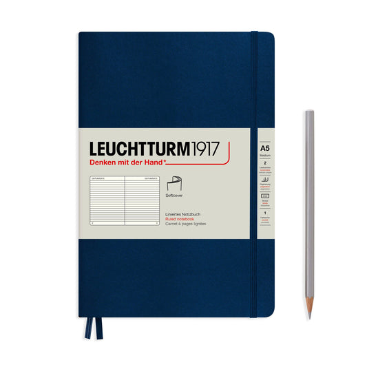 Leuchtturm1917 Medium Notebook- Softcover Navy- Ruled