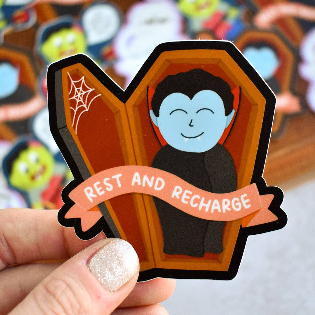 Rest and Recharge Vampire Vinyl Sticker