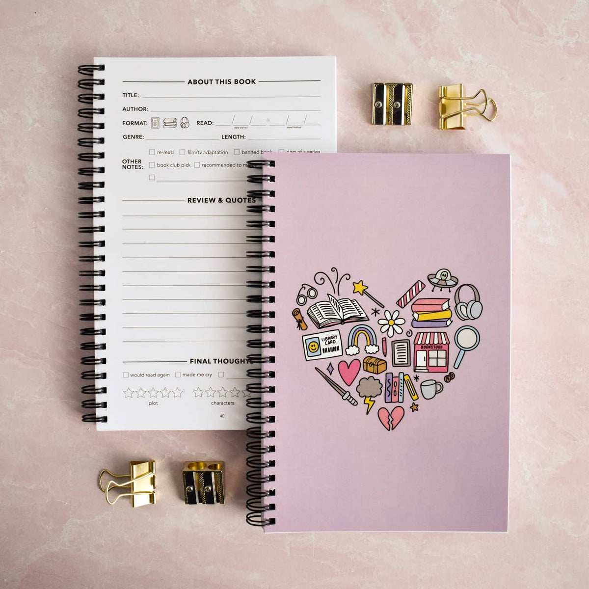 Reading Heart Reading Log Journal | Book Review Tracker