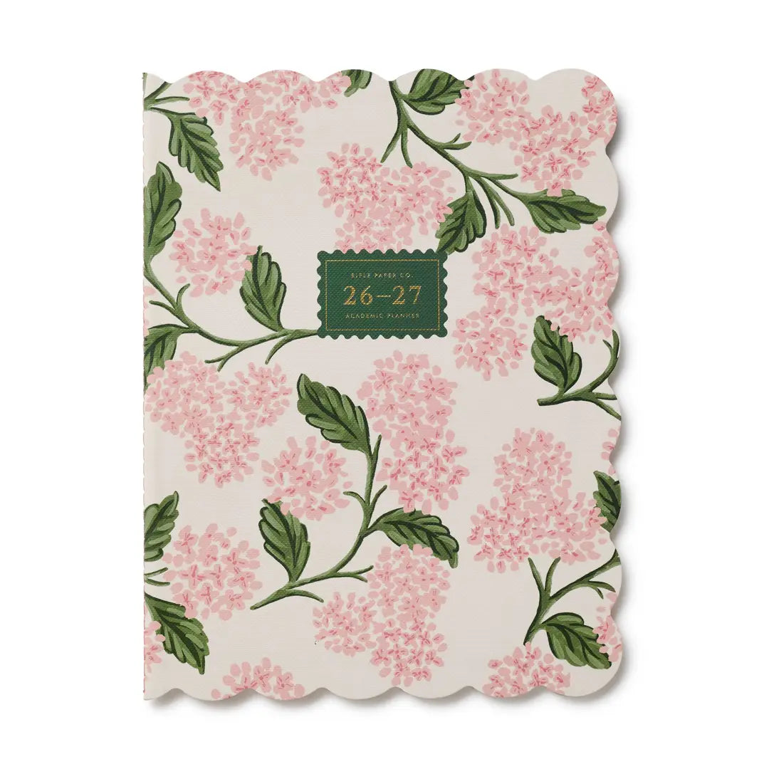 2026-2027 Pink Hydrangea 12-Month Academic Appointment Notebook