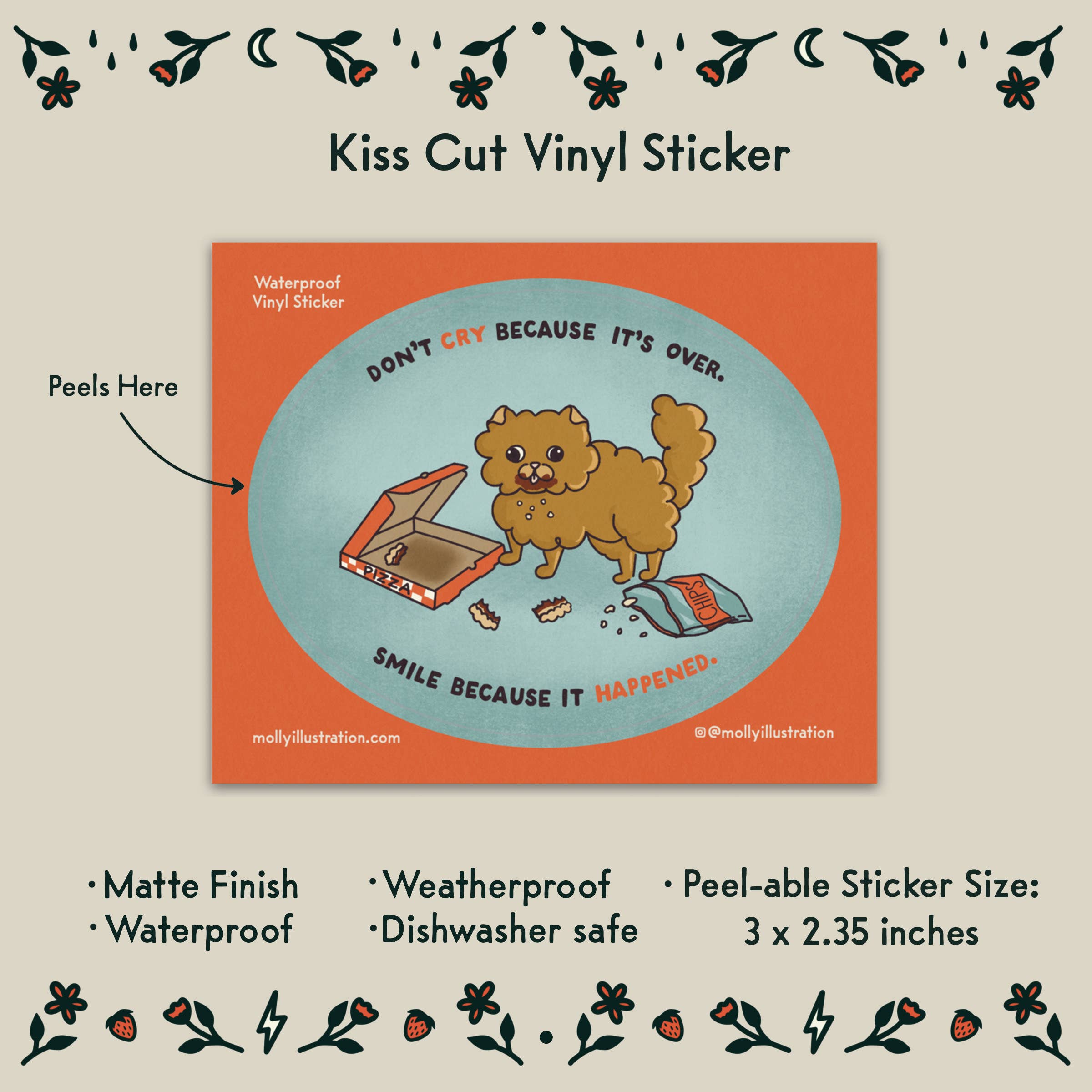Don't Cry Waterproof Kiss Cut Vinyl Sticker