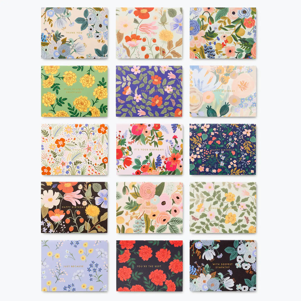 Mixed Florals Essentials Assorted Card Box, 15 Cards
