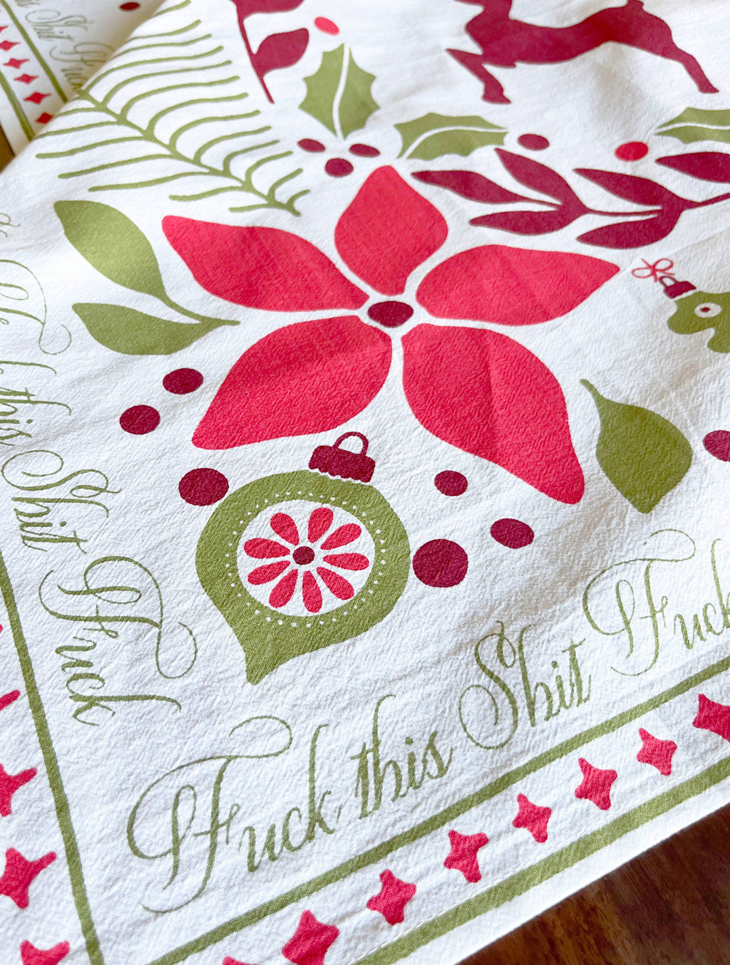 Fuck This Shit - RED/GREEN Funny Christmas Kitchen Towel