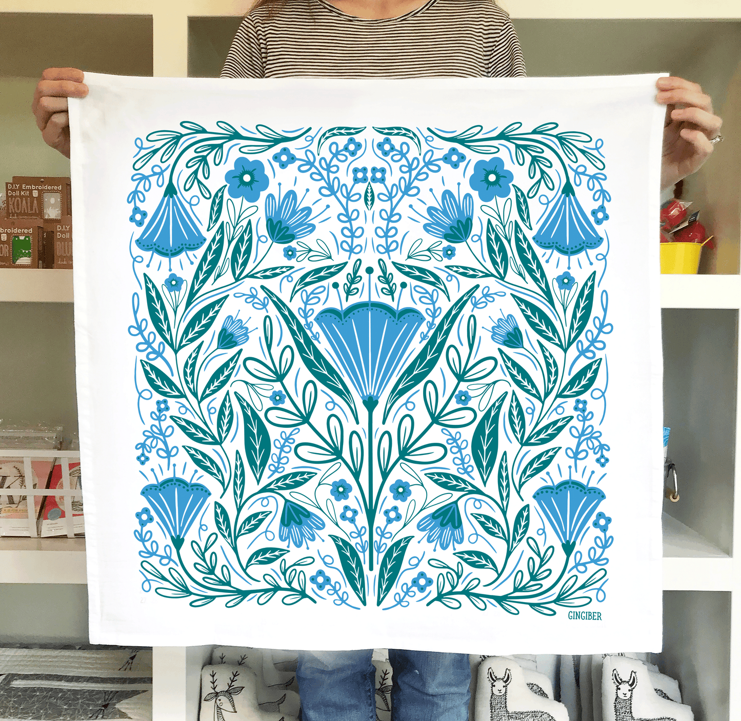 Blue Blossoms Tea Towel