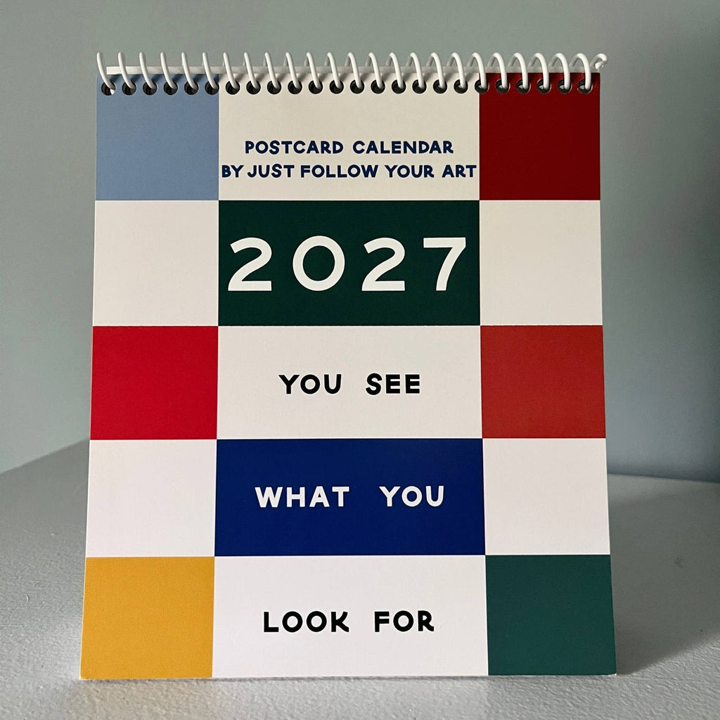 2027 Postcard Calendar - Monthly Desk Calendar With Easel