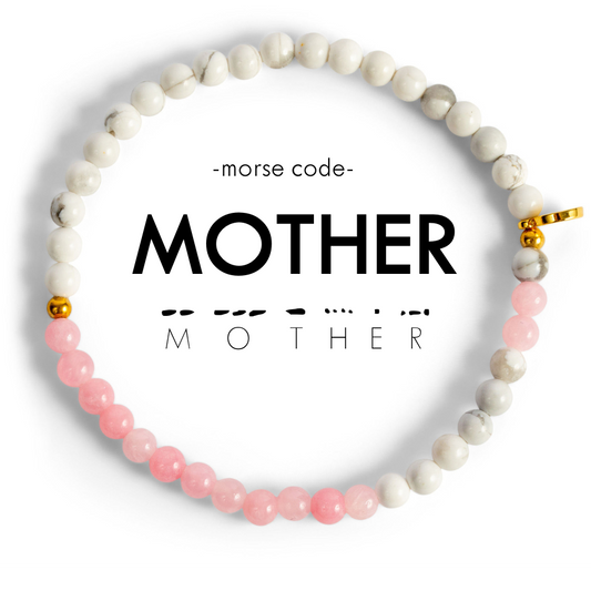 Morse Code Bracelet- Mother- Light Pink & Marble