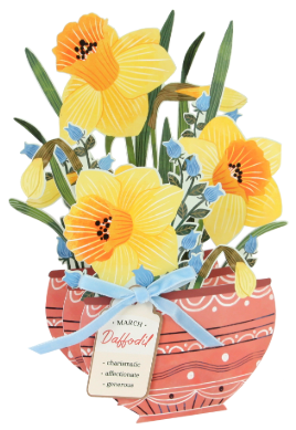 Daffodil Pop-Up Flower Card with Ribbon Embellishment- March