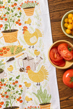 Garden Chickens Tea Towel