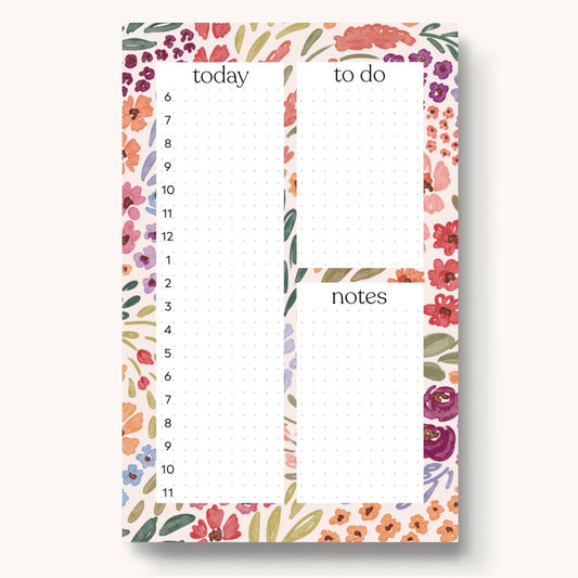 Countryside Blooms Hourly Daily Planner Notepad, 8.5x5.5 in.