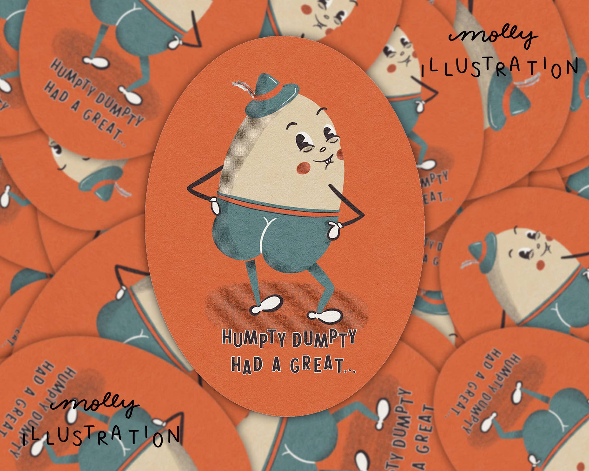 Humpty Dumpty Had a Great...Cartoon Waterproof Vinyl Sticker