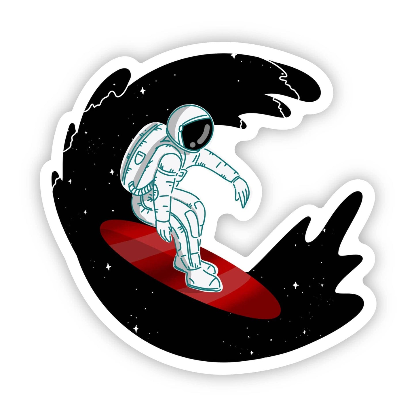 Space Surfing Astronaut Sticker