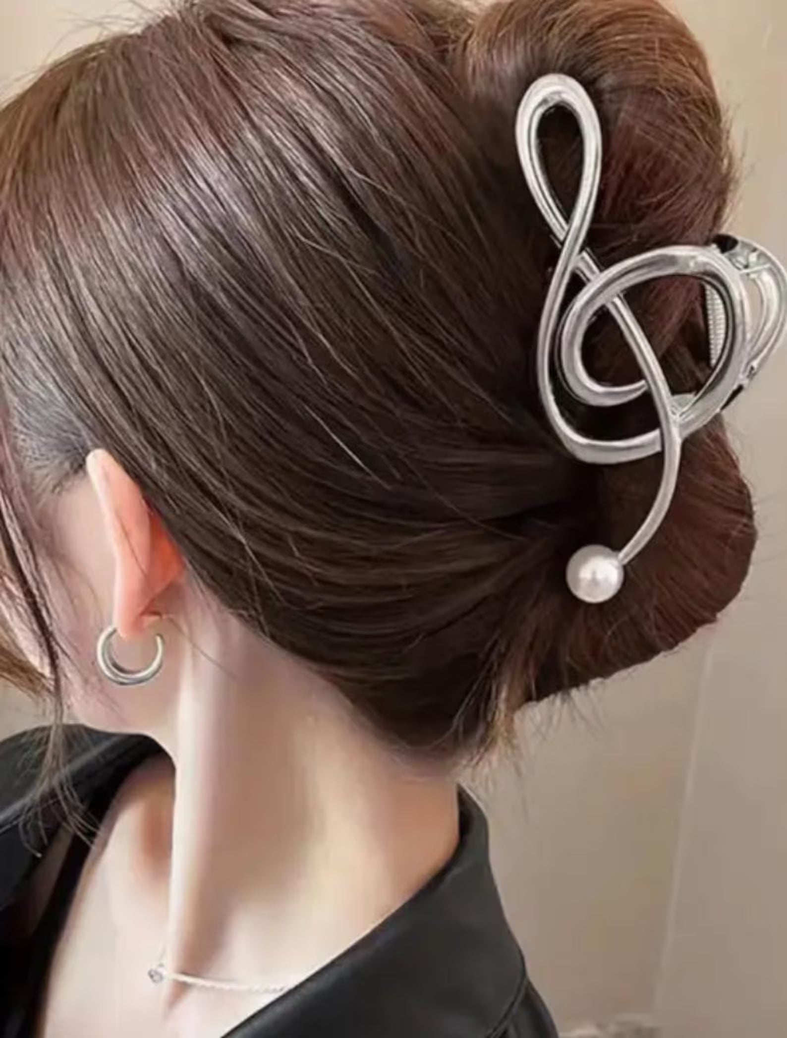 Silver Treble Clef Hair Claw
