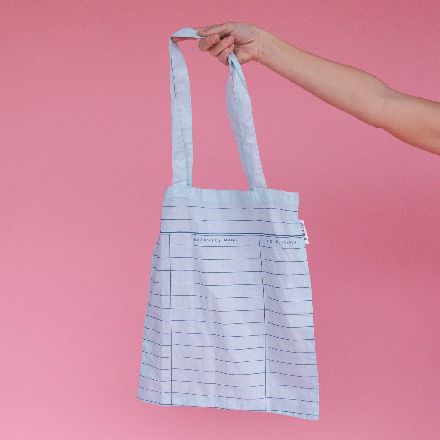 Library Card Lightweight Foldable Tote Bag- Sky Blue