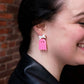 Bow Ghost Earrings- Pink Glitter