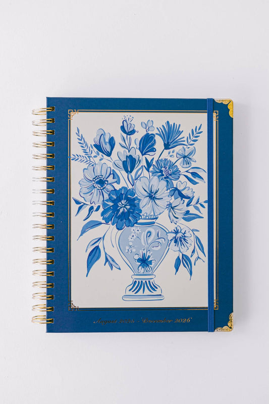 2026 Blue Vases 17-Month Large Spiral Planner
