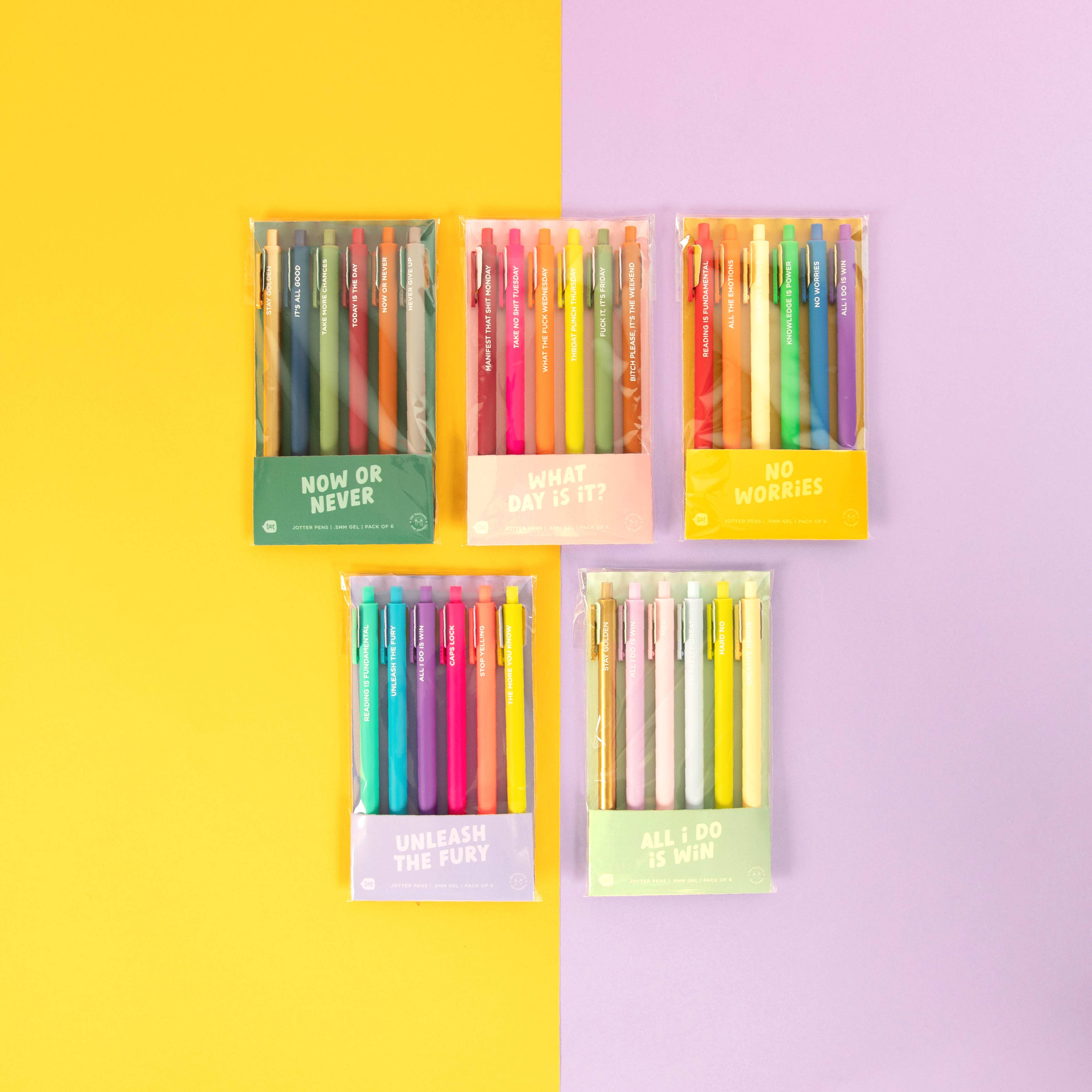 No Worries Jotter Pens - Set of 6