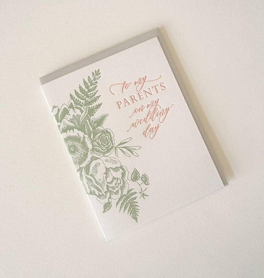 To My Parents On My Wedding Day Letterpress Card