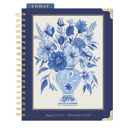 2026 Blue Vases 17-Month Large Spiral Planner