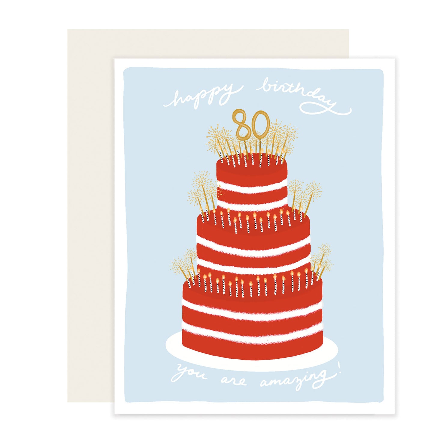 Happy 80th Birthday Cake Card