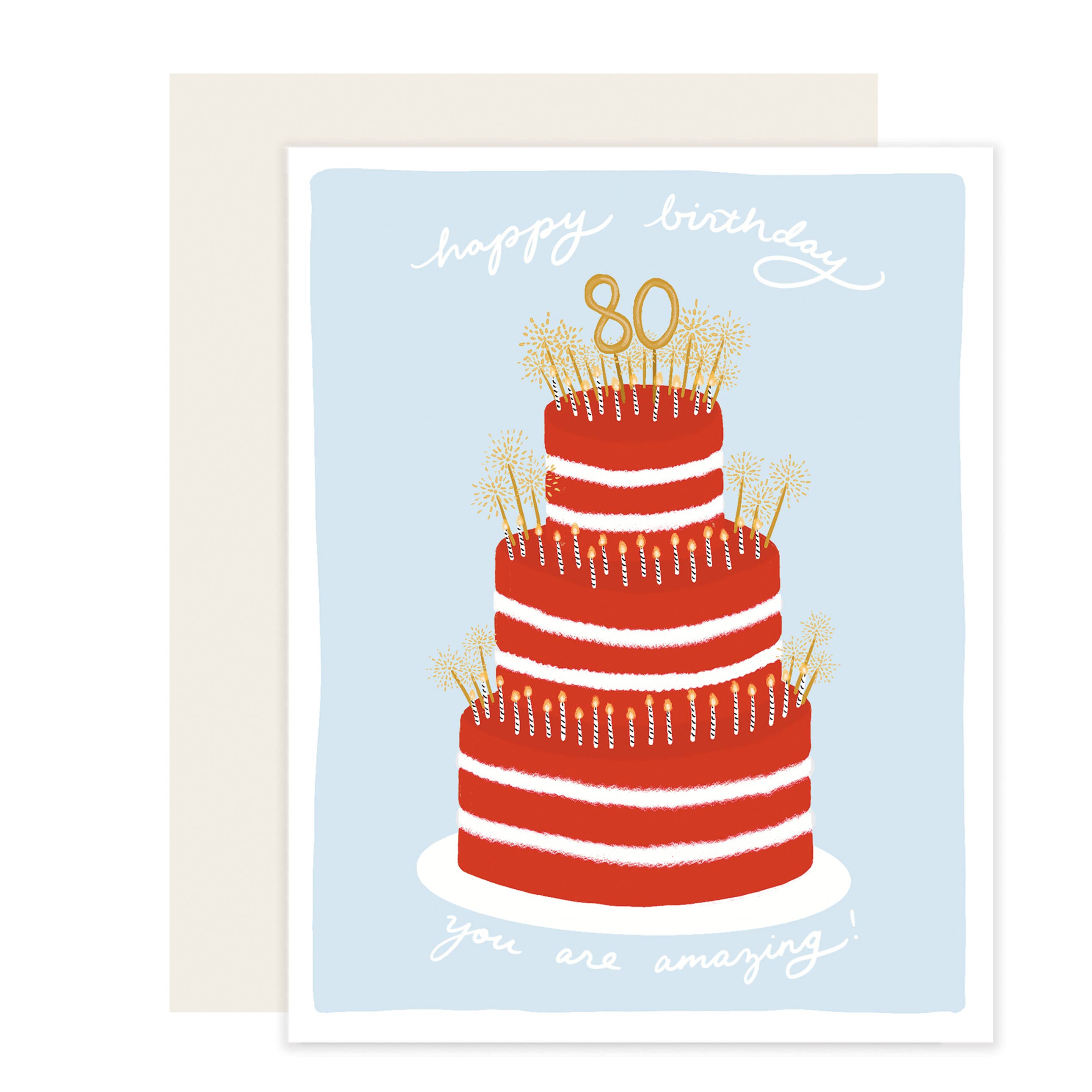Happy 80th Birthday Cake Card