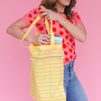 Library Card Lightweight Foldable Tote Bag- Yellow