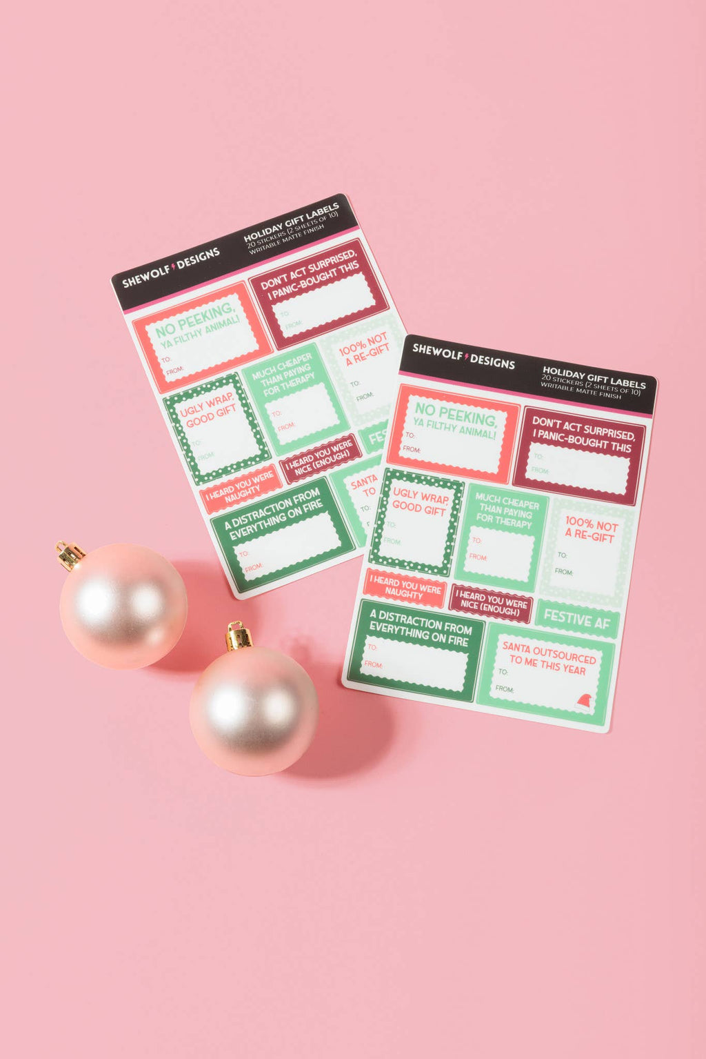 Holiday Gift Tag Sticker Sheet Labels (Set of 2)