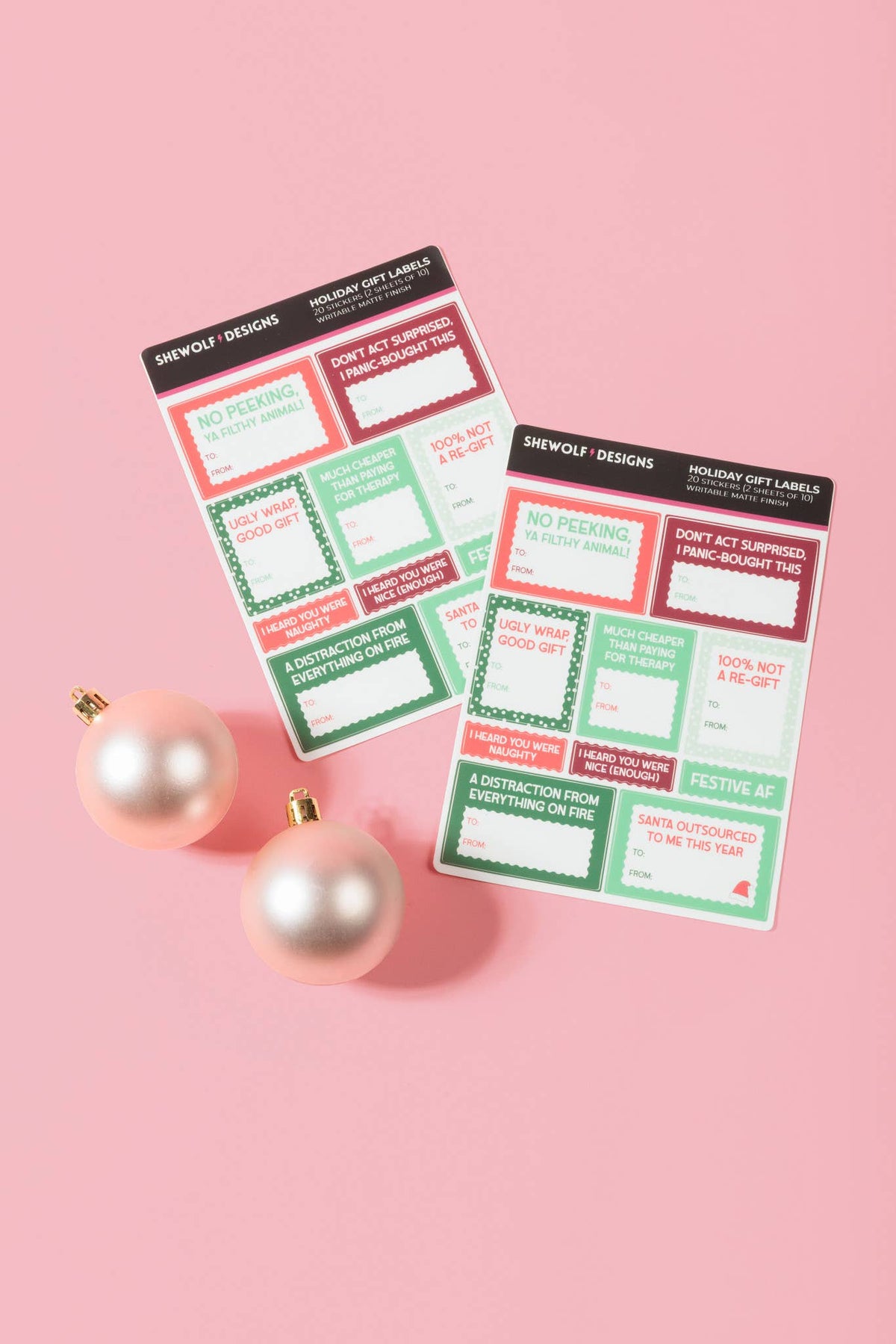 Holiday Gift Tag Sticker Sheet Labels (Set of 2)