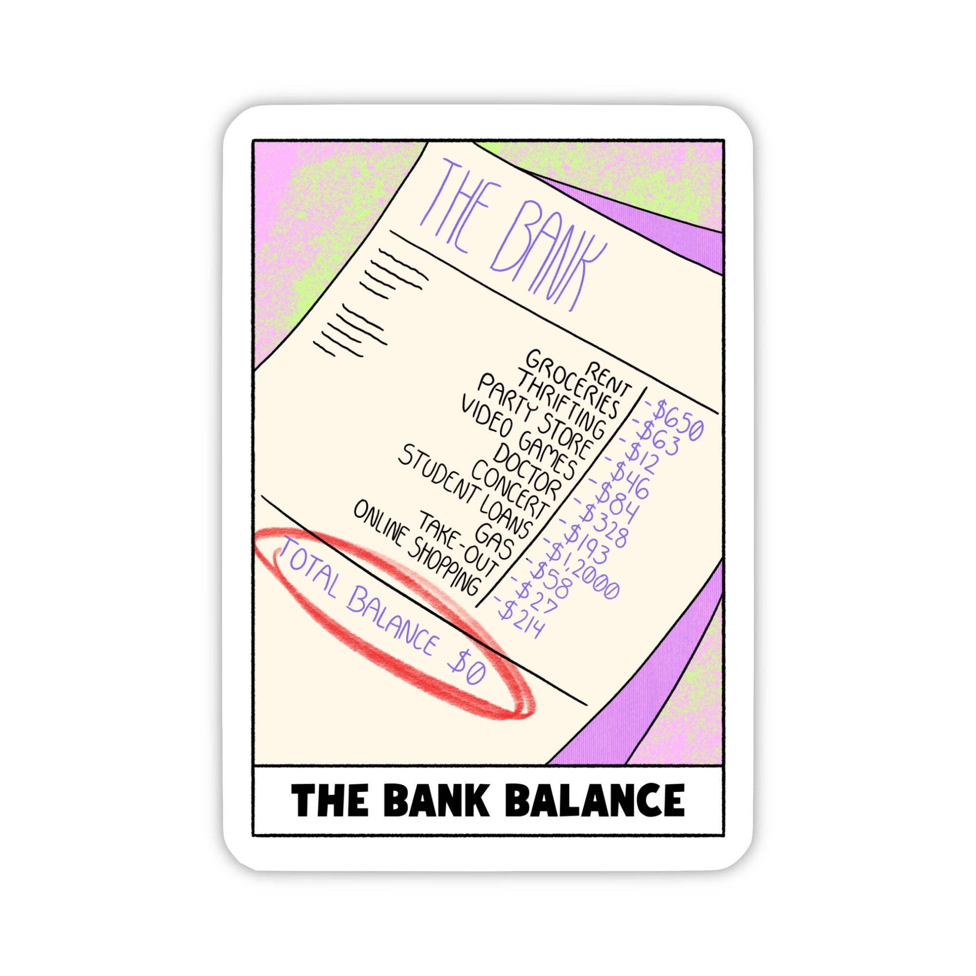"The Bank Balance" Tarot Card Sticker