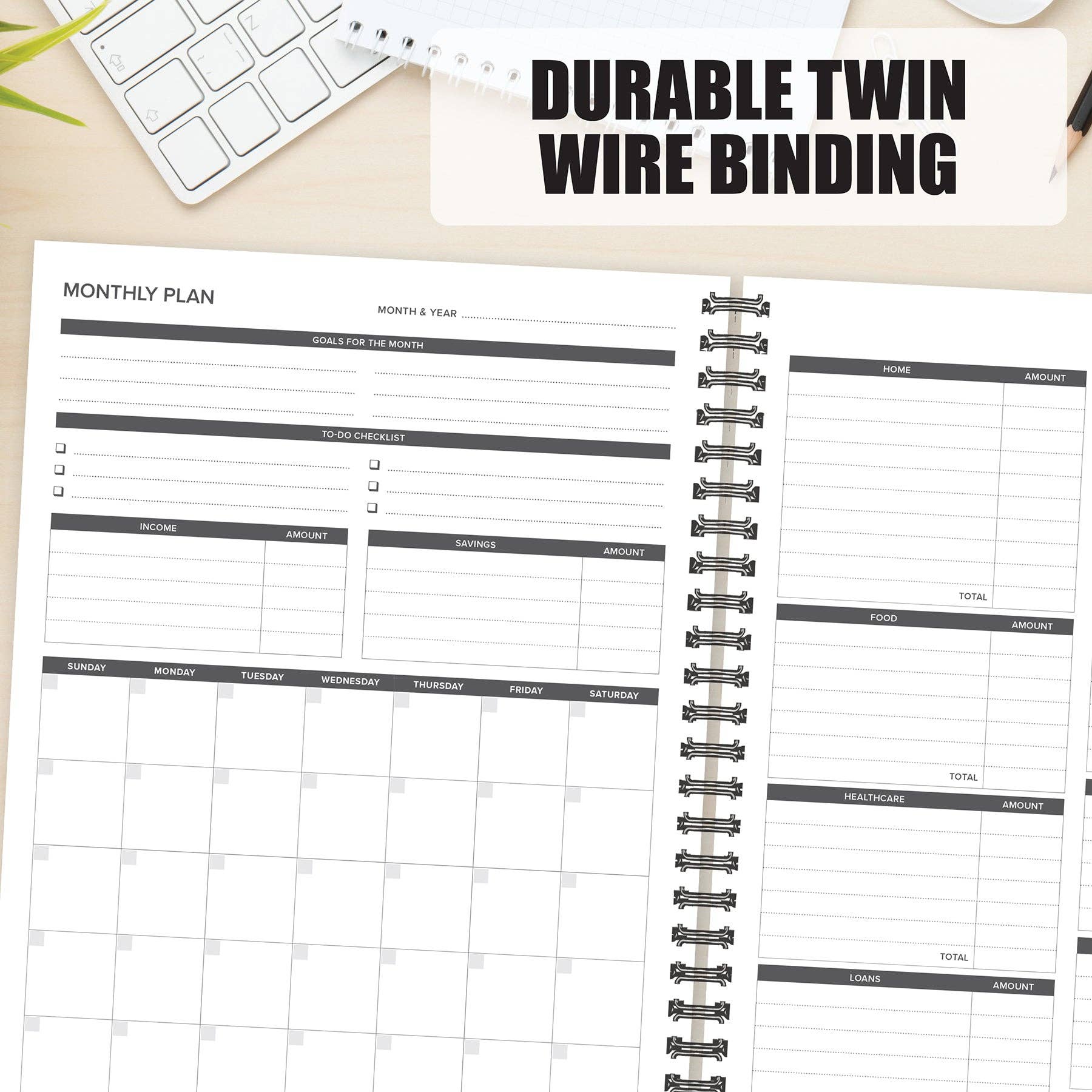 Budget 8.5" x 11" Undated Monthly Planner