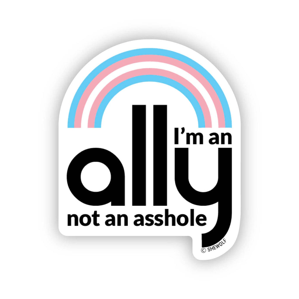 Sticker: I'm an Ally — Support Trans Rights with Pride Flag