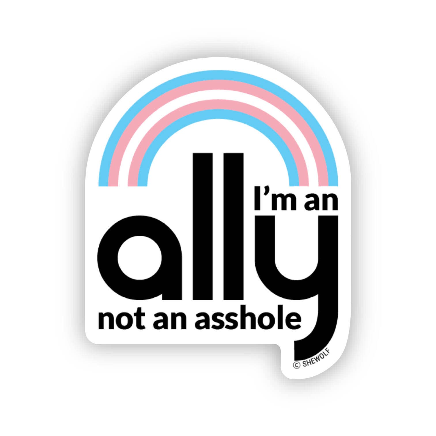 Sticker: I'm an Ally — Support Trans Rights with Pride Flag