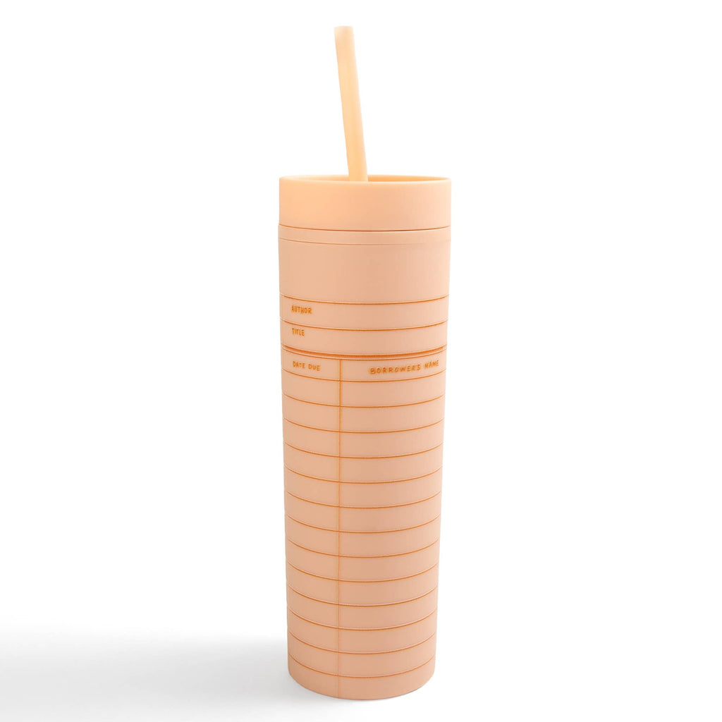 Library Card Tumbler- Peach