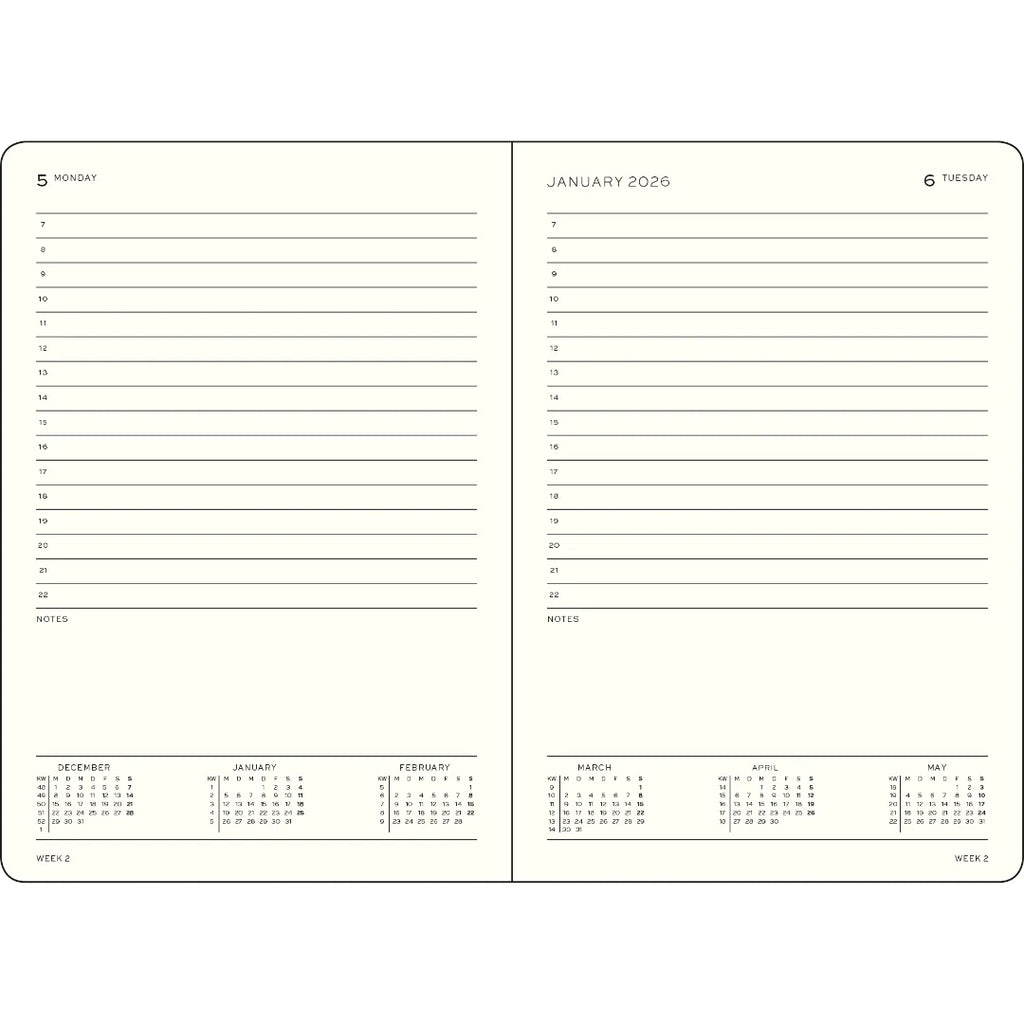 Leuchtturm1917 A5 Medium Weekly Planner & Notebook 2026- Ink