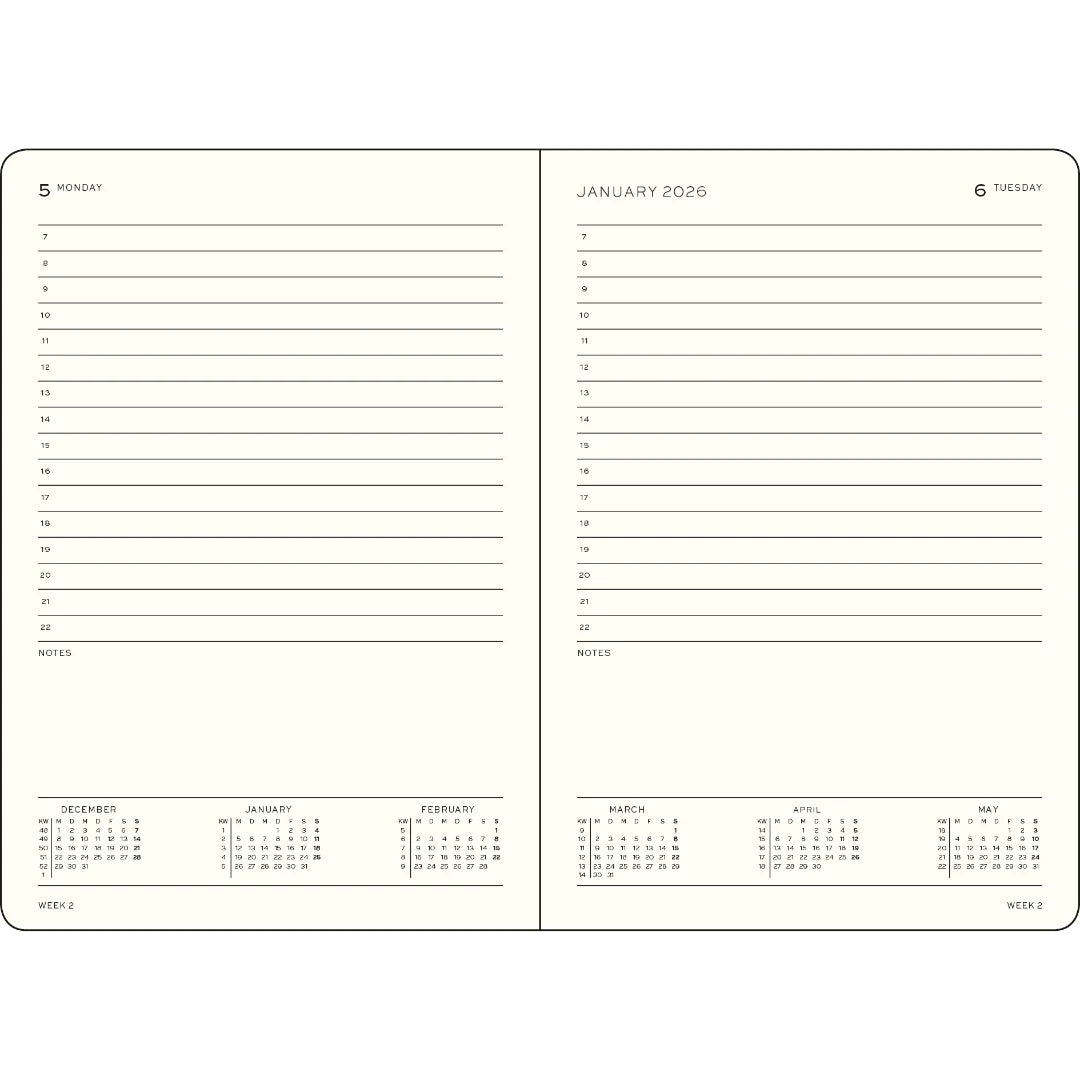 Leuchtturm1917 A5 Medium Weekly Planner & Notebook 2026- Ink