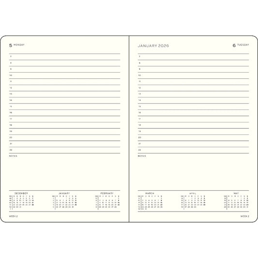 Leuchtturm1917 A5 Medium Weekly Planner & Notebook 2026- Ink