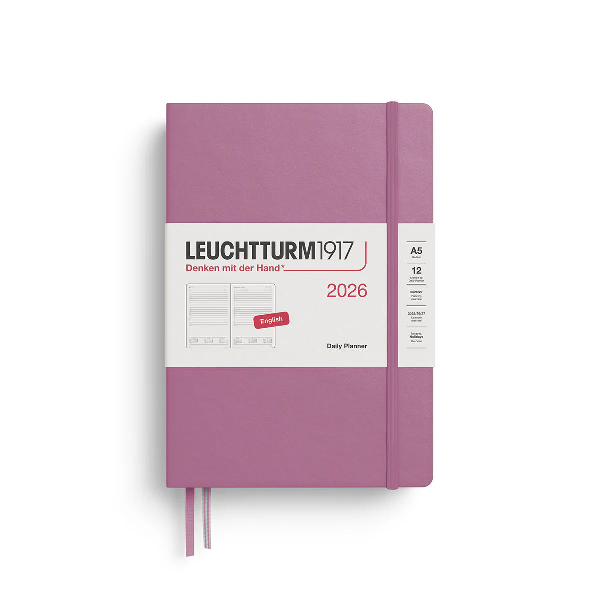 Leuchtturm1917 A5 Medium Weekly Planner & Notebook 2026- Dusty Rose