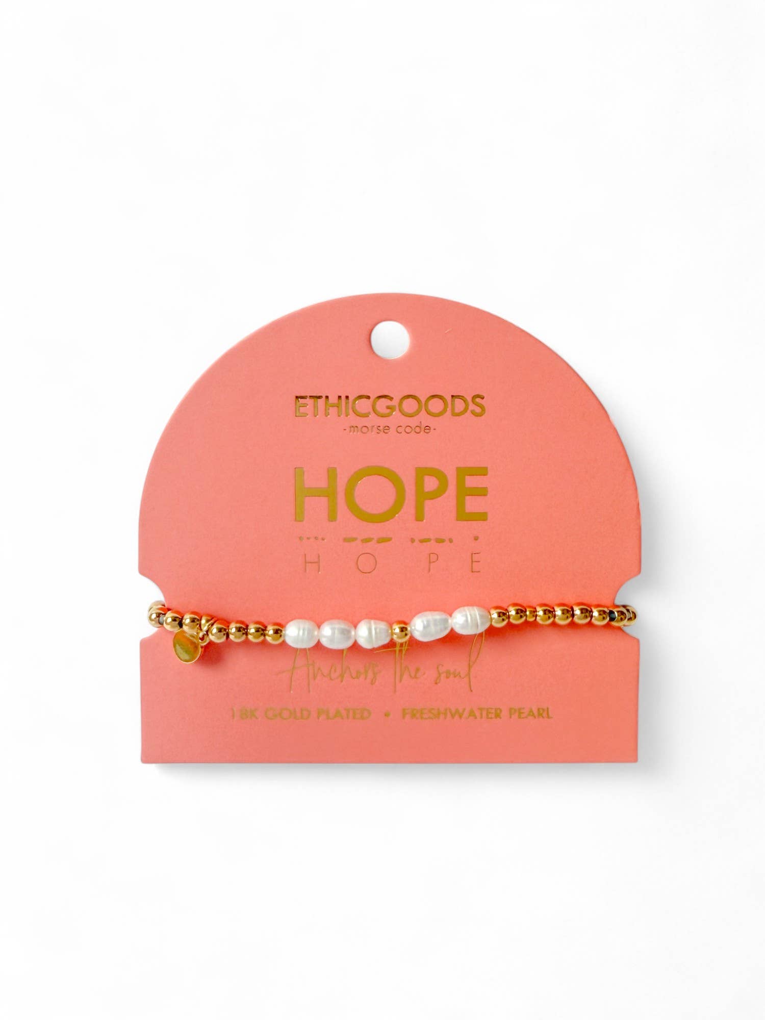 Morse Code Bracelet - Hope - Pearl & Gold Plated