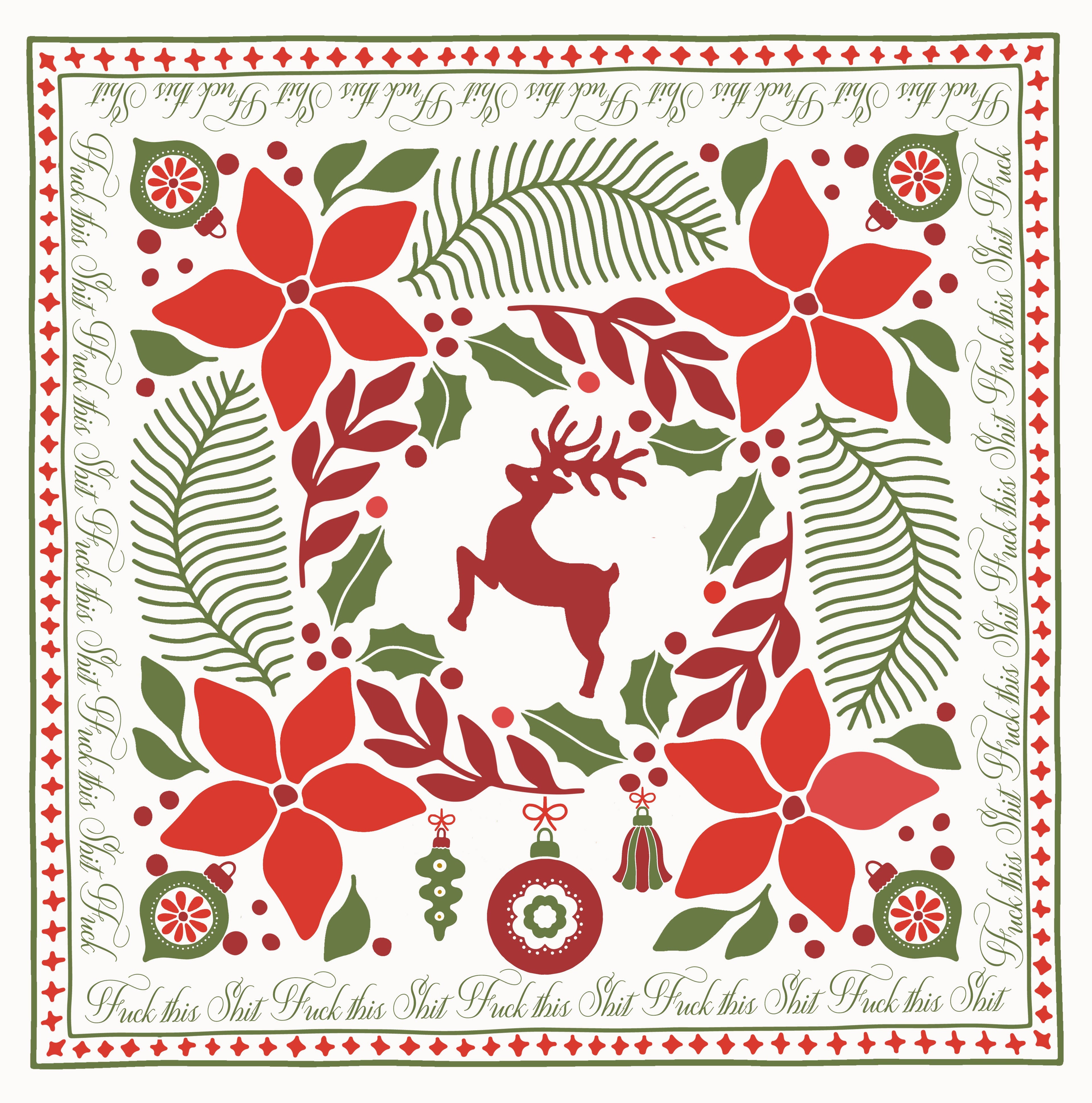 Fuck This Shit - RED/GREEN Funny Christmas Kitchen Towel