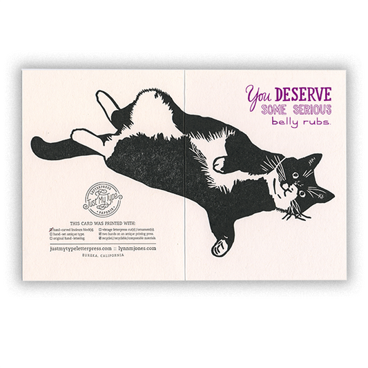 Cat-Belly Rubs Letterpress card