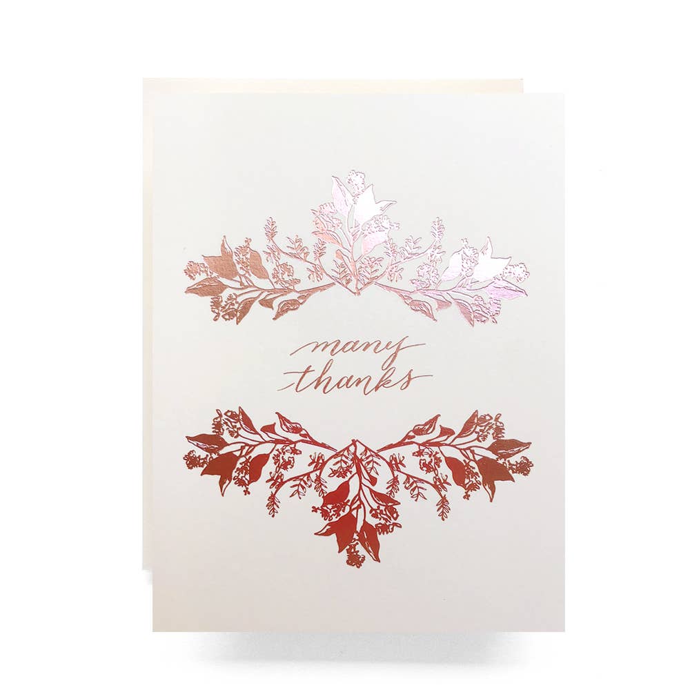 Rosegold Many Thanks Cards- Box Set of 6