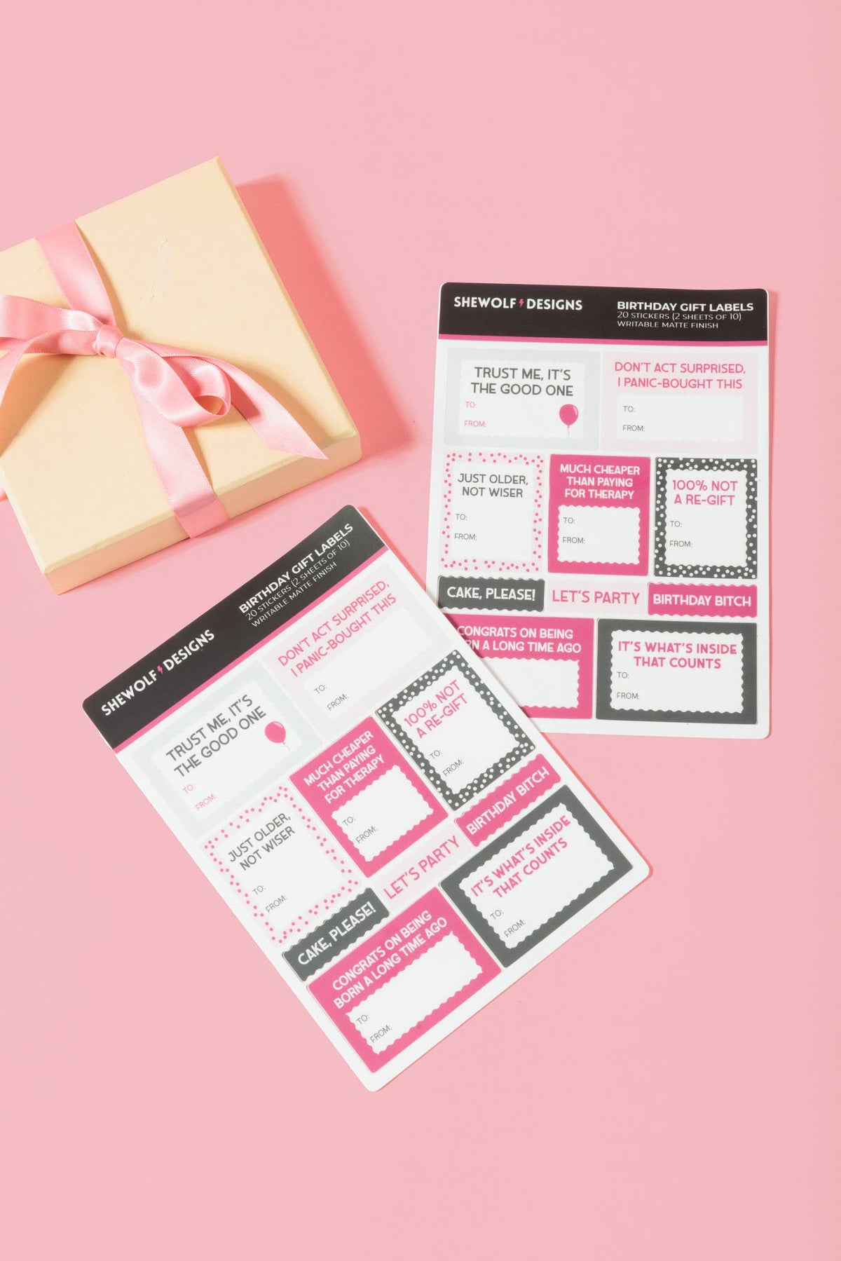 Birthday Gift Tag Sticker Sheets (Set of 2)