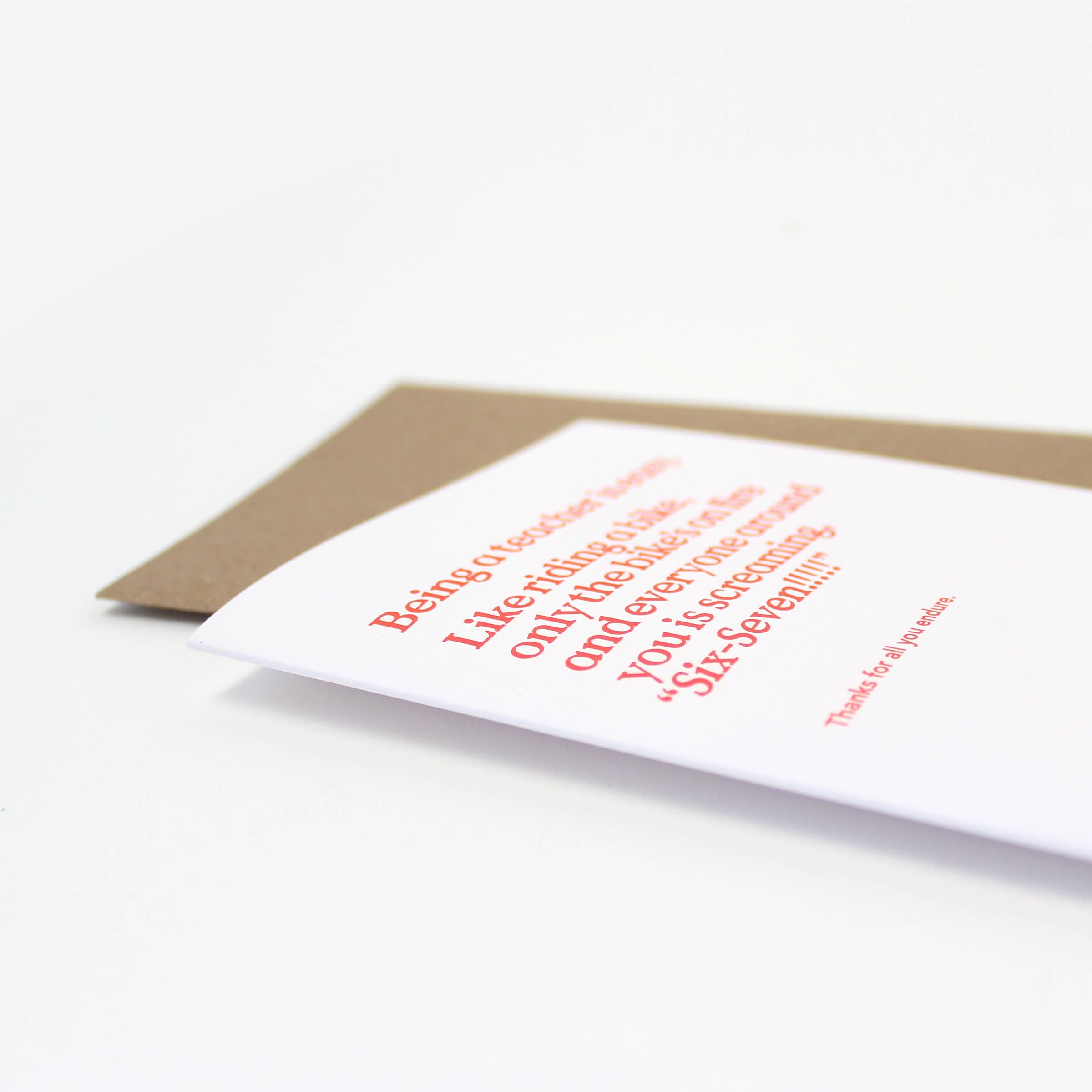 Funny Teacher Thank You Card